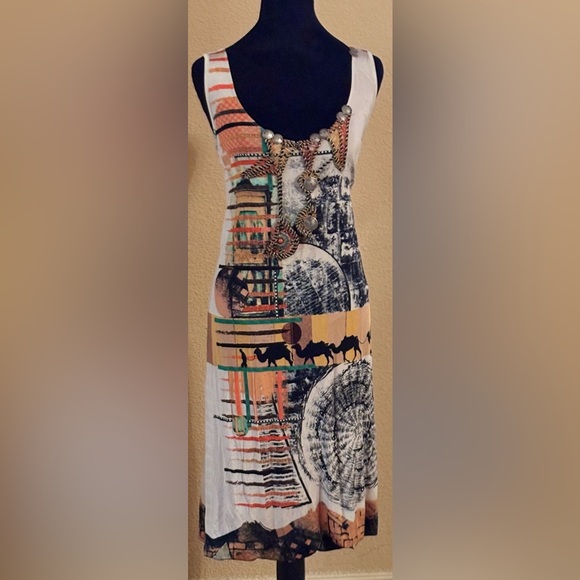 NWT SAVE THE QUEEN Made in Italy Dress Camel Safari Orange Size L Pendant Mini - Picture 4 of 8